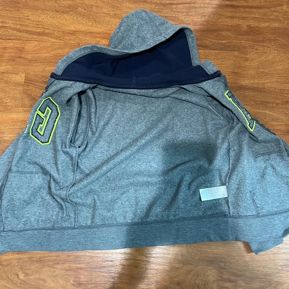 Gap Fleece Jacket Hoodie size large Grey and Neón Gap logo Zip Sweater - Picture 6 of 7